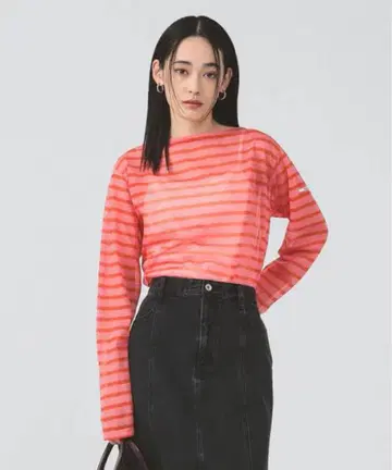 25SS 오르치발 ORCIVAL 시스루 보트넥 보더 티셔츠