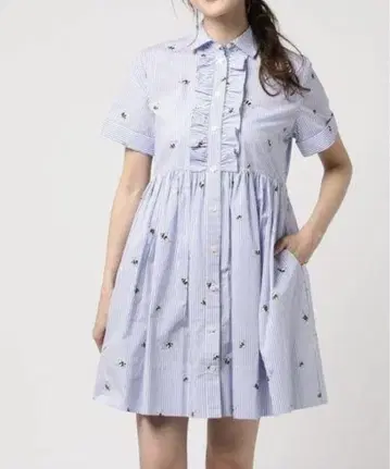 케이트 스페이드 스트라이프 프릴 반팔 원피스 벌