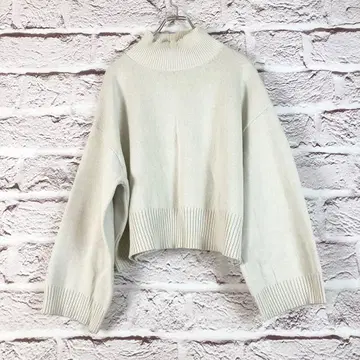 r240 JEANASIS 라이트 그레이 하이넥 크롭 니트