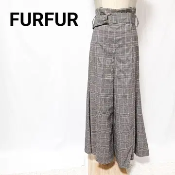 FURFUR 퍼퍼 체크 무늬 와이드 팬츠 벨트 포함 F