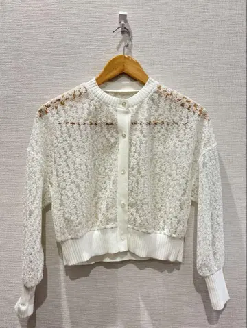 투모로우랜드 볼지 튤 자수 레이스 가디건