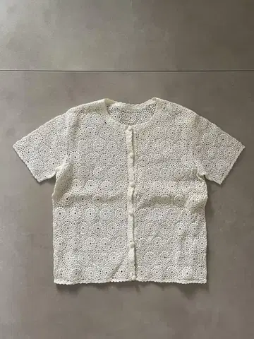 아이보리 하드 레이스 크로쉐 가디건 반팔