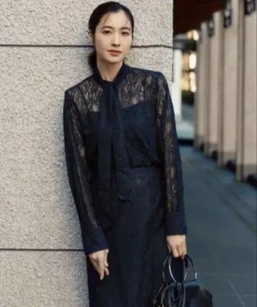 세탁 가능한 icb 나일론 러셀 레이스 밴드 카라 셔츠 네이비
