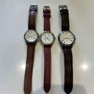FOSSIL 브라운 가죽 아날로그 손목시계