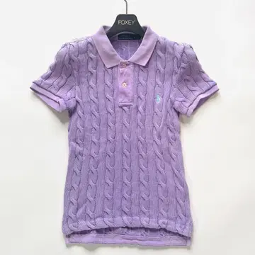 새상품급 폴로 랄프로렌 케이블 니트 반팔 피케 셔츠 코튼 퍼플