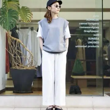 AURALEE SUPER MILLED SWEAT 슬리브리스 그레이