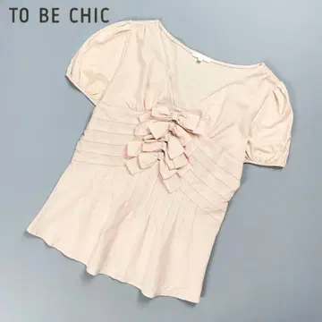 TO BE CHIC 퍼프 슬리브 리본 컷 티셔츠 핑크 사이즈 2*FD22