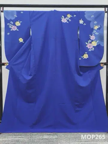 2척 소매 폴리에스테르 기모노 금색 루리 네이비 컬러 하카마용