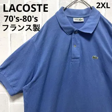 라코스테 피케 셔츠 반팔 블루 2XL 70s-80s 프랑스제 5191L