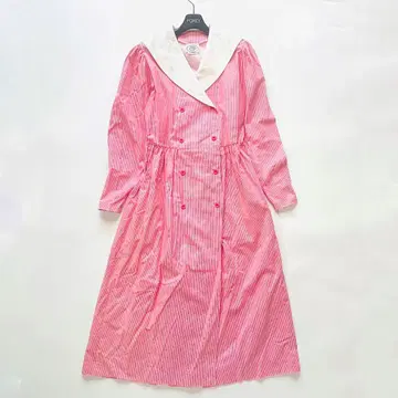 새상품급 로라 애슐리 맥시 원피스 세일러 카라 스트라이프 핑크