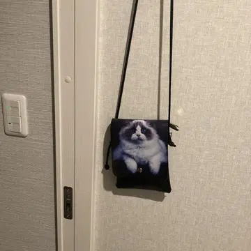고양이 프린트 천연 가죽 미니백