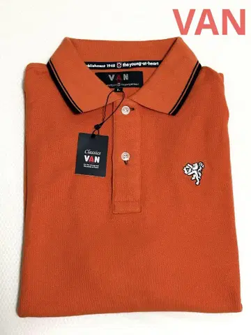 VAN/반팔 피케 셔츠 (L)/오렌지 계열