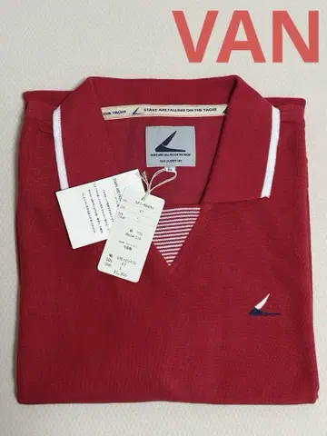 VAN/반팔 피케 셔츠 (L)/레드 계열