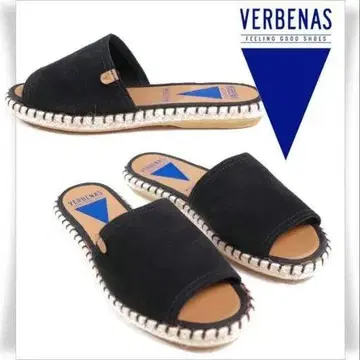 VERBENAS/베르베나스 스웨이드 에스파 샌들 24.0cm 블랙
