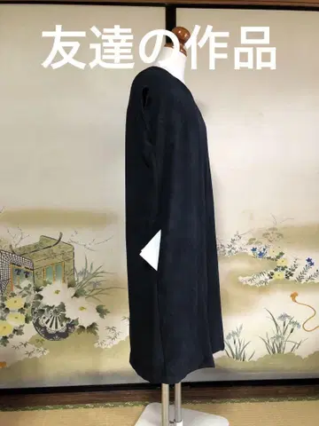 기모노 리메이크 (실크) 슬리브리스 티셔츠 원피스 다크 네이비