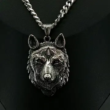 빈티지 실버 울프 늑대 목걸이 펜던트 폭스