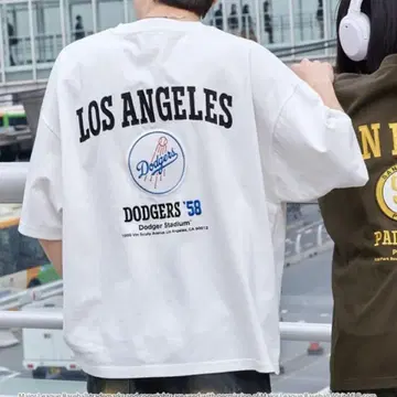 MLB/별주 로고 자수 백 디자인 빅 실루엣 반팔 티셔츠