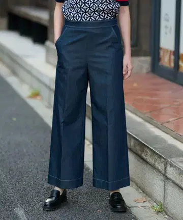 드레스테리아 이지 허리 와이드 데님 팬츠