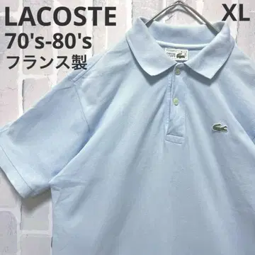 라코스테 피케 셔츠 반팔 블루 XL 70s-80s 프랑스제 자수 로고