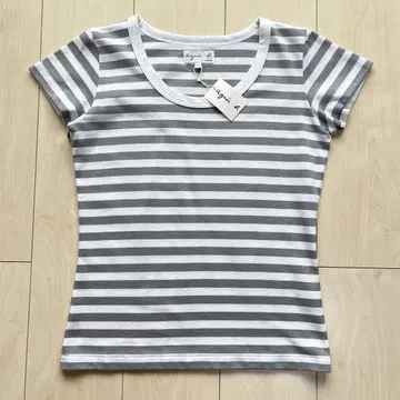 새상품 agnes b. 에네스베 보더 티셔츠 반팔 화이트 그레이 T1