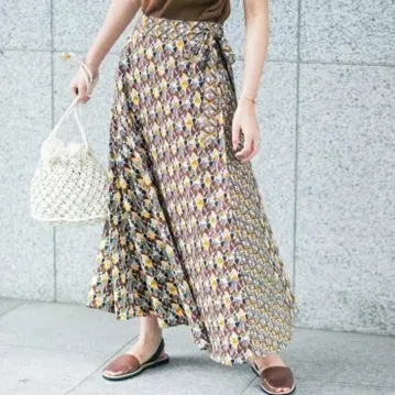 유나이티드 애로우즈 에스닉 프린트 랩 맥시 스커트 손세탁 가능