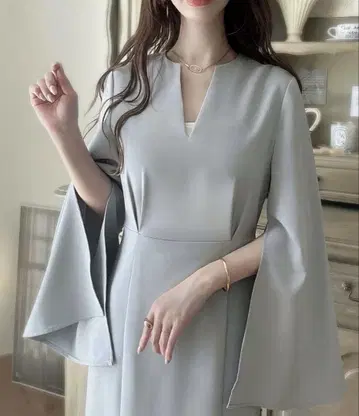 Meiru 슬릿 슬리브 머메이드 원피스