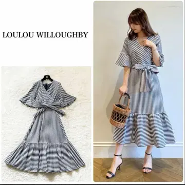 새상품급 LOULOU WILLOUGHBY 코드 스트라이프 카슈쿨 원피스