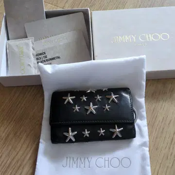 JIMMY CHOO 스타 장식 가죽 키 케이스