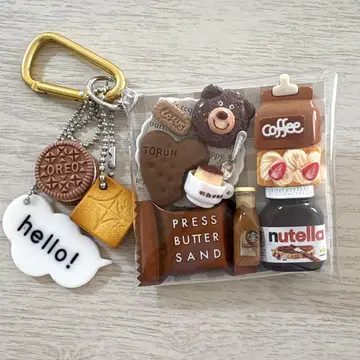 가챠 파우치 프레스 버터 샌드 nutella 브라운 곰 카페