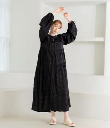 hinari 와셔 아지메 티어드 원피스