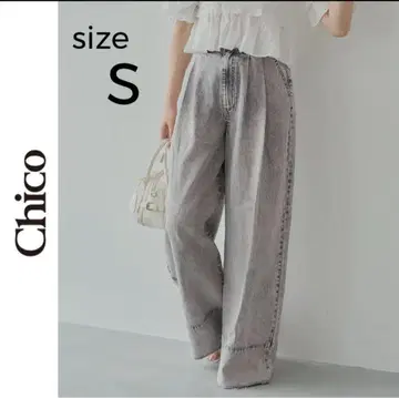 새상품 Chico 치코 턱 디자인 와이드 데님