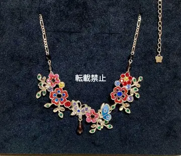 ANNA SUI 목걸이 플라워 모티브 목걸이 나비 꽃 미사용 레어