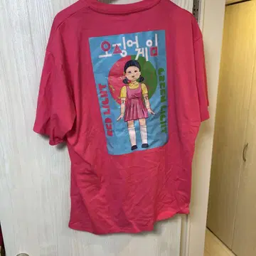 오징어 게임 그래픽 프린트 핑크 티셔츠 새상품