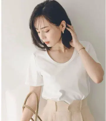 anuans 아누아스 실크 터치 코튼 U 넥 T