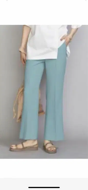 폴리에스테르 트윌 세미 플레어 팬츠 워셔블 블랙 L
