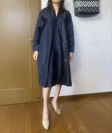 기모노 리메이크 원피스 오시마 명주 순수 실크 모델 158cm 45kg