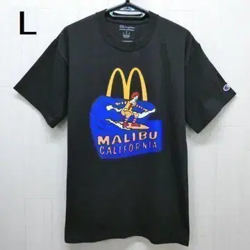 챔피온 맥도날드 말리부 도날드 서핑 반팔 티셔츠 L 블랙