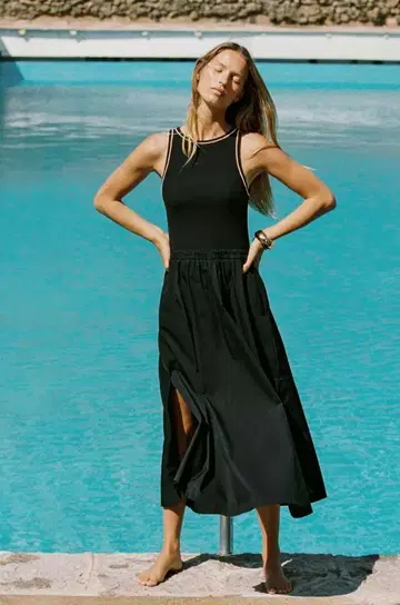 블랙 슬리브리스 롱 원피스 ZARA 자라 XS