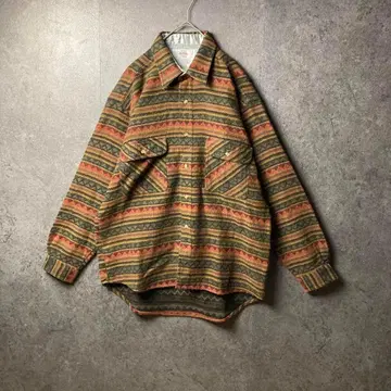 vintage shirt 긴팔 셔츠 패턴 셔츠 L 올 패턴 기모