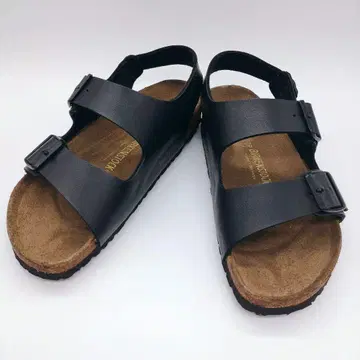 버켄스탁 밀라노 더블 스트랩 샌들 백 벨트 로고 각인 블랙