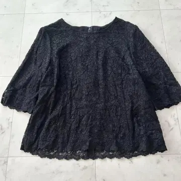 레리안 빅 사이즈 15+ 3L 전체 레이스 블라우스 블랙 새상품급 반팔