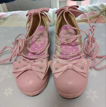 AngelicPretty 엔젤릭 프리티 레이스업 신발 핑크 L