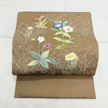 순수 실크 나고야 오비 제비꽃 기코 패턴