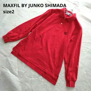JUNKO SHIMADA 면100% 긴팔 피케 셔츠 빨간색 사이즈 2