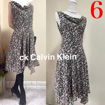 ck 캘빈 클라인 조젯 드레스 원피스 6 L XL 브라운