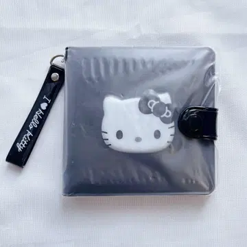 산리오 키티 비닐 지갑 블랙 검정 지갑 시크릿 스트랩