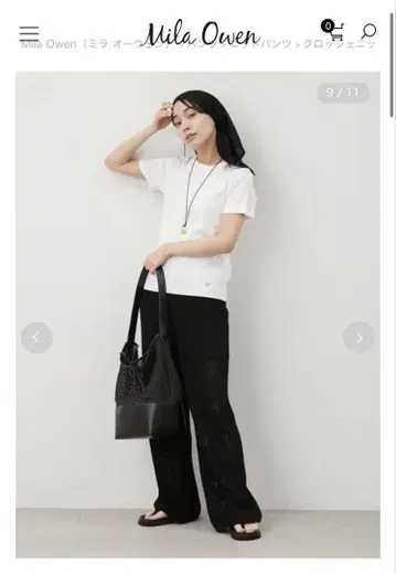 Mila Owen 크로셰 니트 세미 와이드 팬츠 블랙 사이즈 0