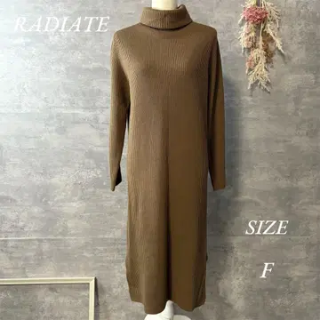 RADIATE 야마다 터틀넥 롱 니트 원피스 리브 브라운