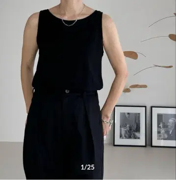 argue 벨기에 린넨 코튼 탱크탑 블랙 신 탱크