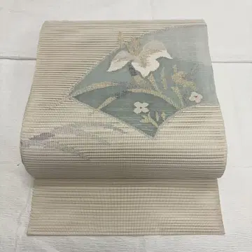순수 실크 나고야 오비 여름 오비 명주 창포 패턴